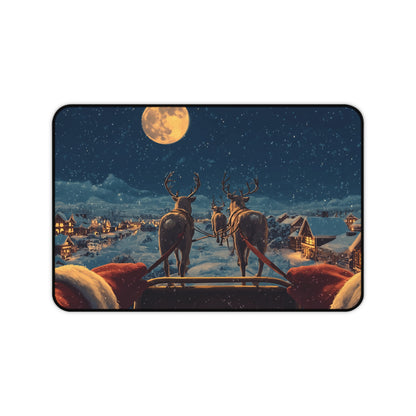 Christmas Night Desk Mat, Snow Holiday Office Decor