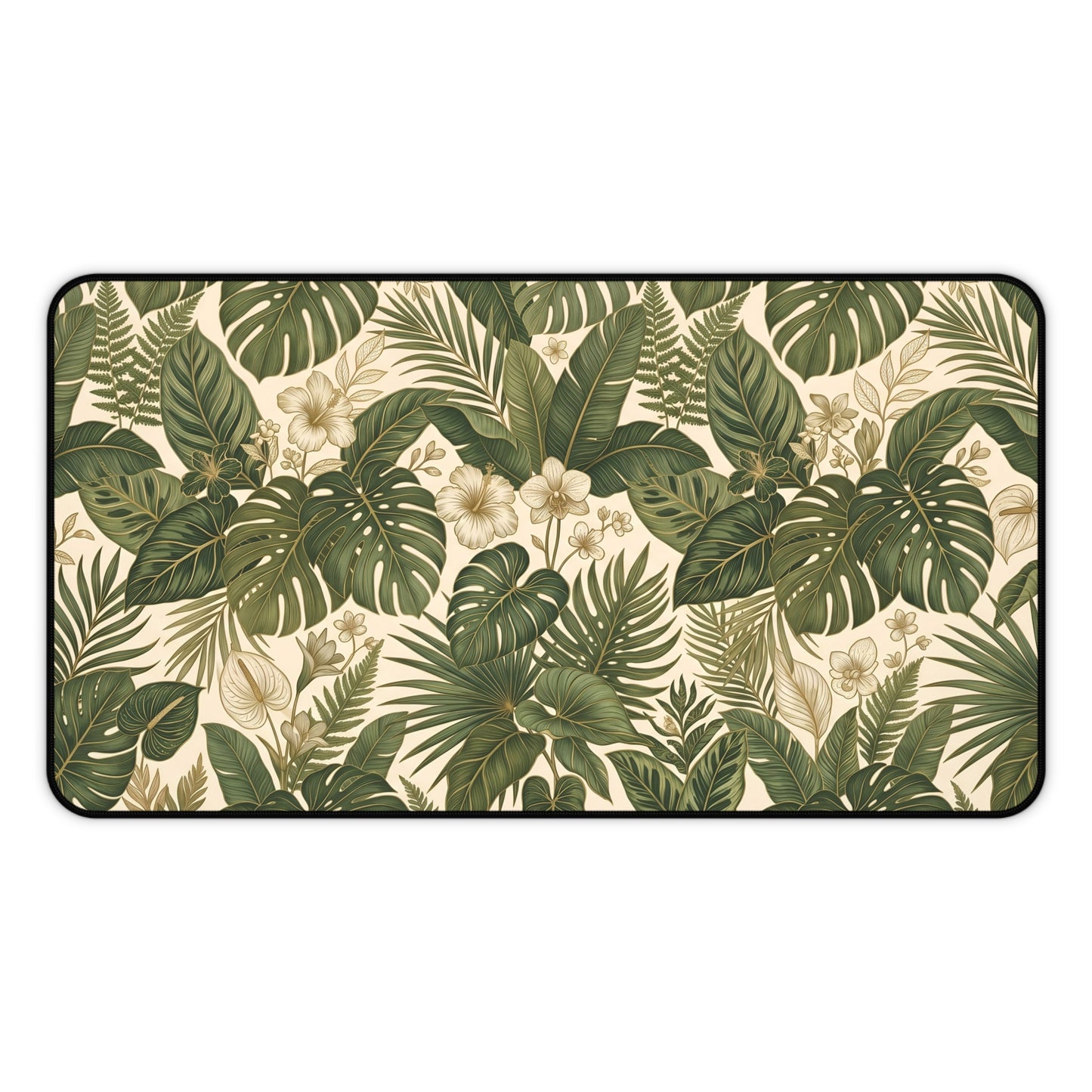 Green Monstera Desk Mat: Tropical Large Mouse Pad