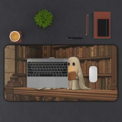 Bookworms Ghosts Desk Mat, Halloween Vibes Mouse Pad XL