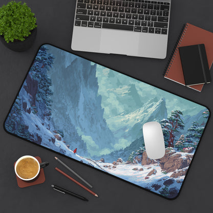 Pixel Art Desk Mat: Snowy Mountain Mouse Pad XXL