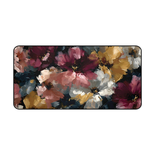 Floral Oil-Paint Desk Mat: Vintage Bloom Mouse Pad