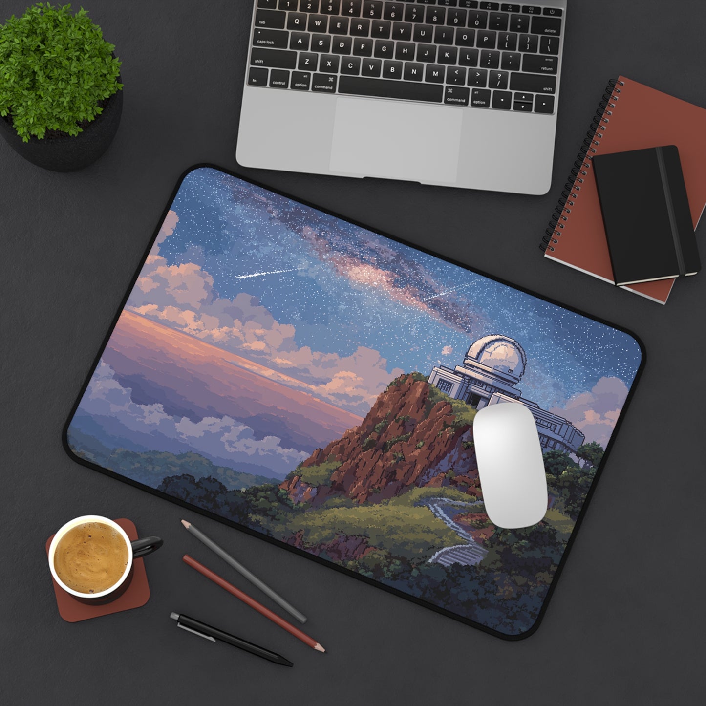 Pixel Art Desk Mat: Galaxy Observatory Mouse Pad