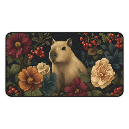 Vintage Capybara Floral Desk Mat