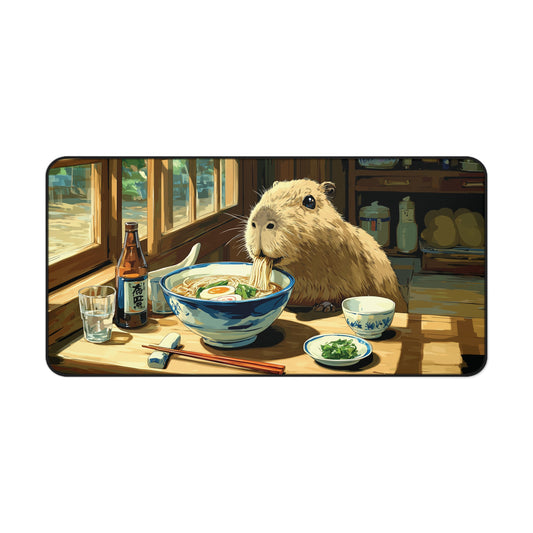 Capybara Ramen Desk Mat, Funny Anime Animal Mouse Pad