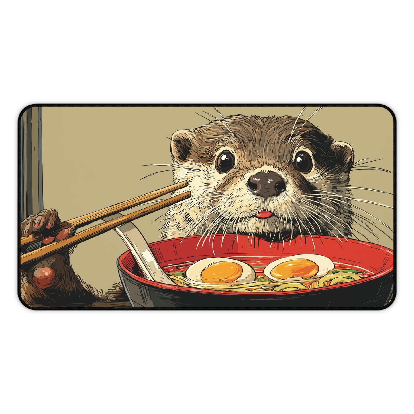 Otter Ramen Desk Mat, Cool Animal Mouse Pad