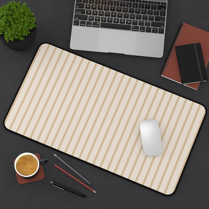 Beige Striped Desk Mat: Minimalist Mouse Pad