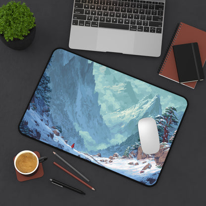 Pixel Art Desk Mat: Snowy Mountain Mouse Pad XXL