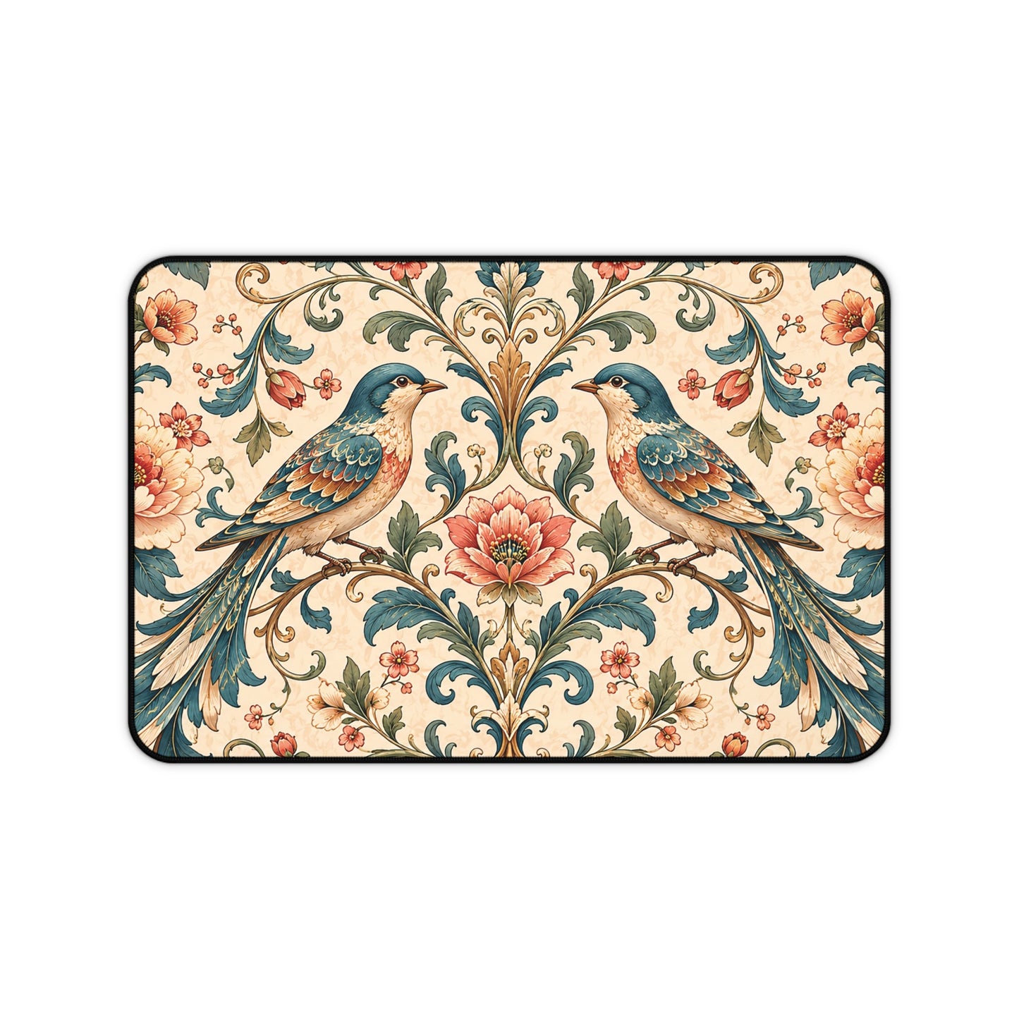 Chinoiserie Desk Mat: Large Vintage Bird Mouse Pad