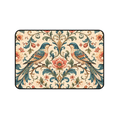 Chinoiserie Desk Mat: Large Vintage Bird Mouse Pad