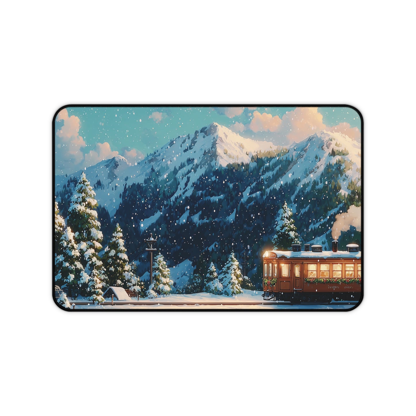 Red Train Desk Pad, Christmas Office Decor