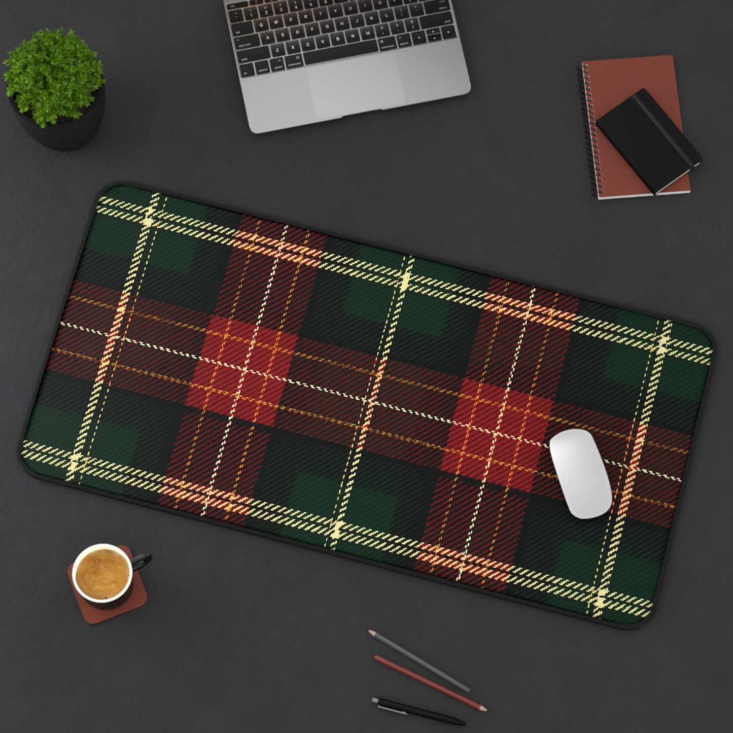 Plaid Desk Mat: Cozy Red & Green Tartan Mousepad