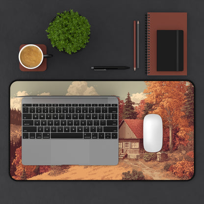 Pixel Art Forest Desk Mat, Fall Gaming Keyboard Mat
