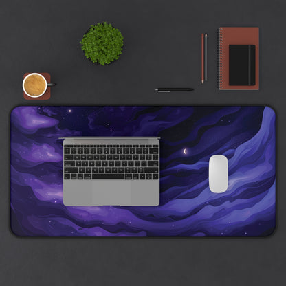 Abstract Purple Desk Mat, Celestial Moon Desk Pad