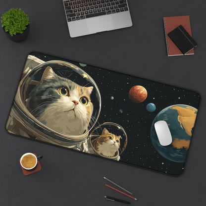 Astronaut Cats Desk Mat, Large Funny Space Gaming Mat