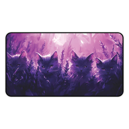 Lavander Cat Desk Mat, Aesthetic Purple Desk Pad, Mouse Pad for Cat Lovers