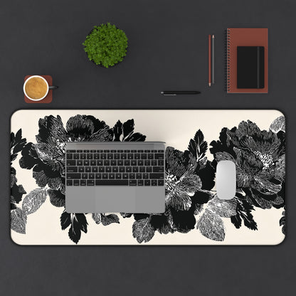 Beige and Black Dark Cottagecore Moody Floral Desk Mat
