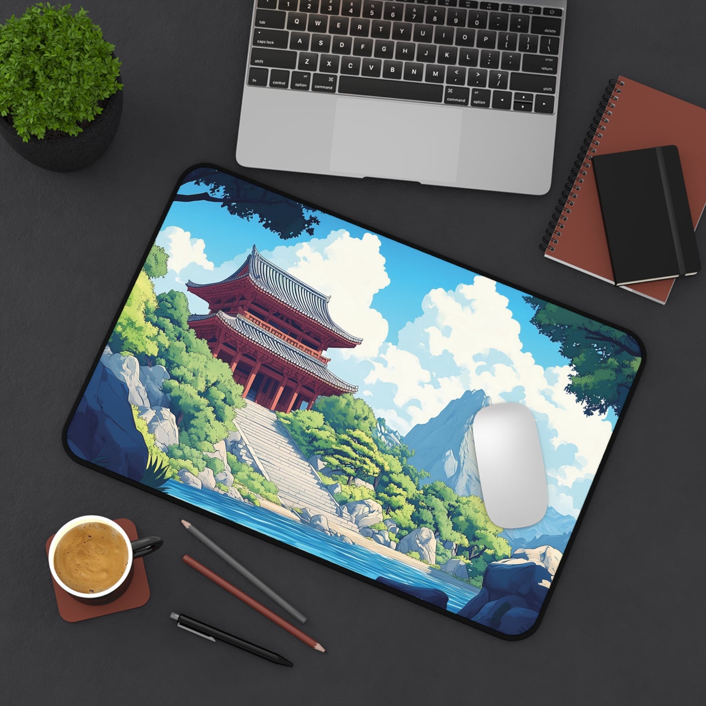 Japanese Temple Mouse Pad XL, Anime Style Desk Mat