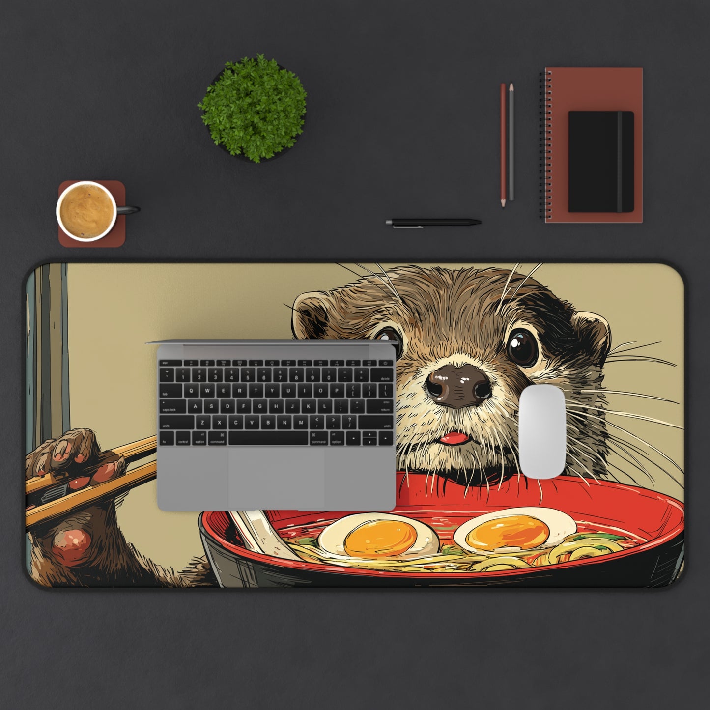 Otter Ramen Desk Mat, Cool Animal Mouse Pad