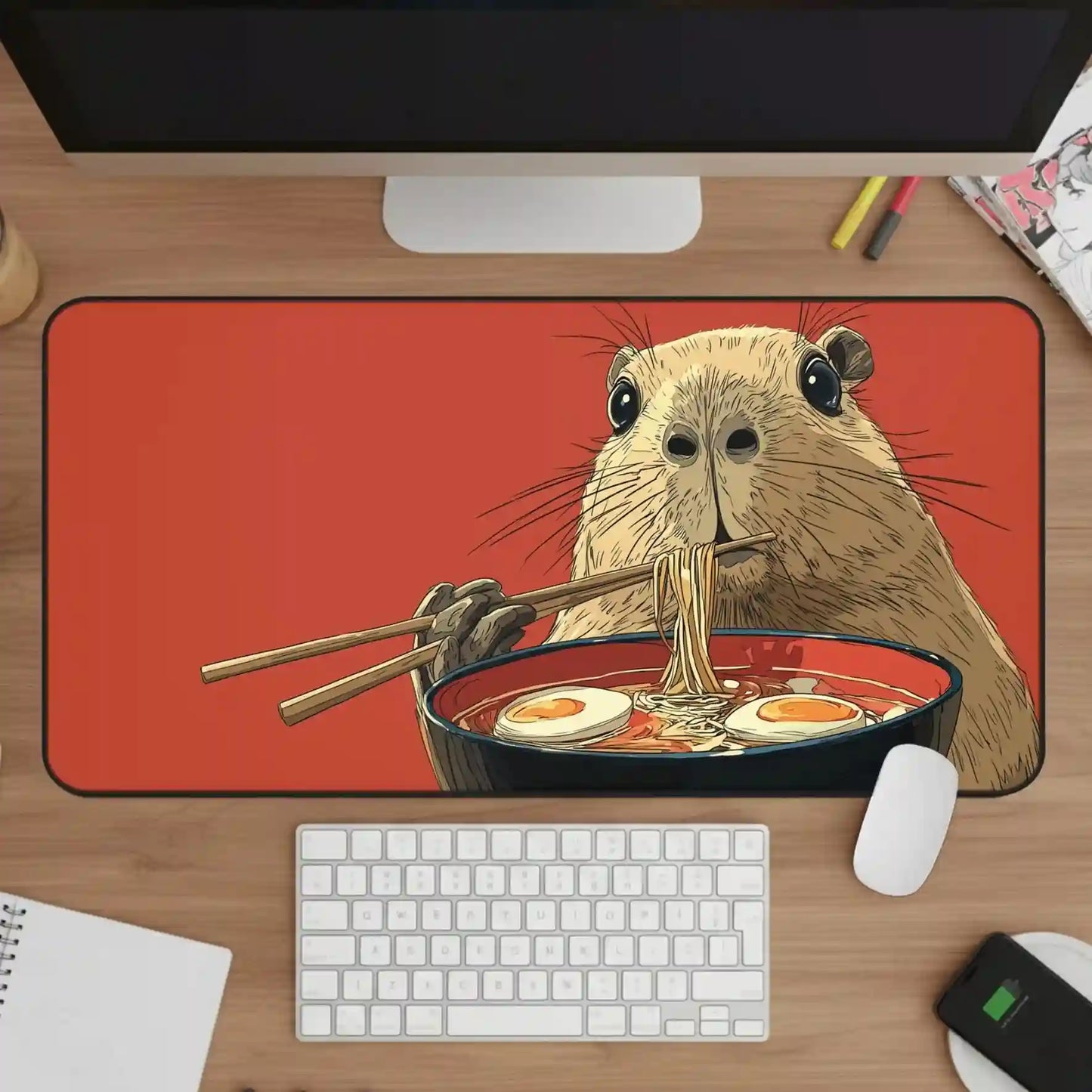 Capybara Mouse Pad XL, Funny Foodies Office Decor