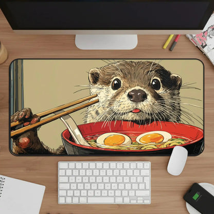 Otter Ramen Desk Mat, Cool Animal Mouse Pad