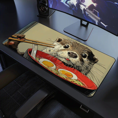 Otter Ramen Desk Mat, Cool Animal Mouse Pad